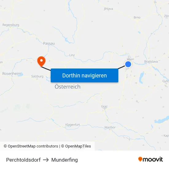 Perchtoldsdorf to Munderfing map