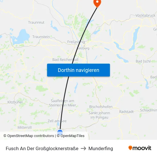 Fusch An Der Großglocknerstraße to Munderfing map