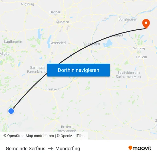 Gemeinde Serfaus to Munderfing map