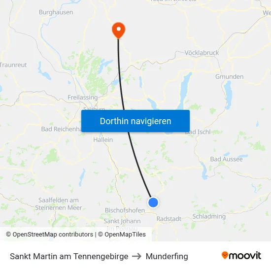 Sankt Martin am Tennengebirge to Munderfing map