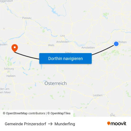 Gemeinde Prinzersdorf to Munderfing map