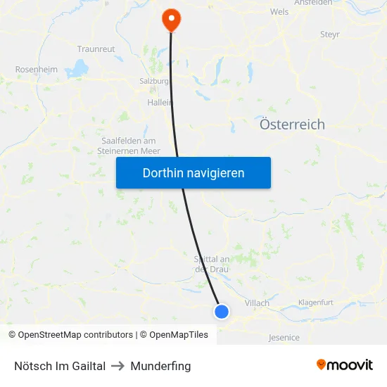 Nötsch Im Gailtal to Munderfing map