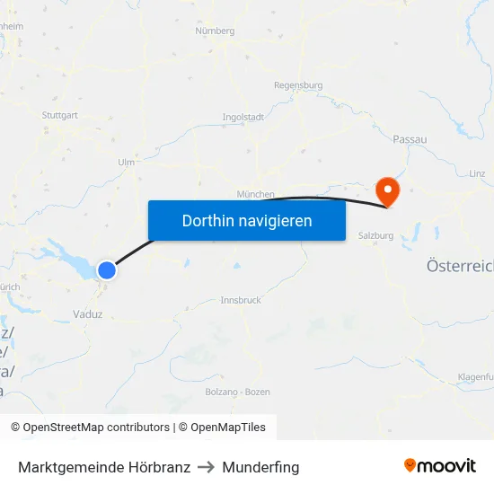 Marktgemeinde Hörbranz to Munderfing map