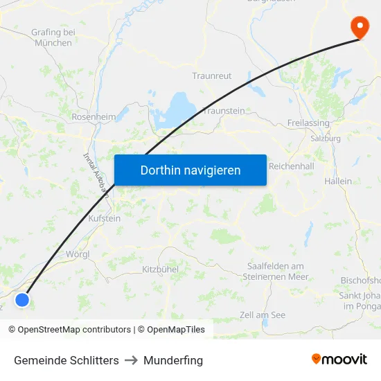Gemeinde Schlitters to Munderfing map