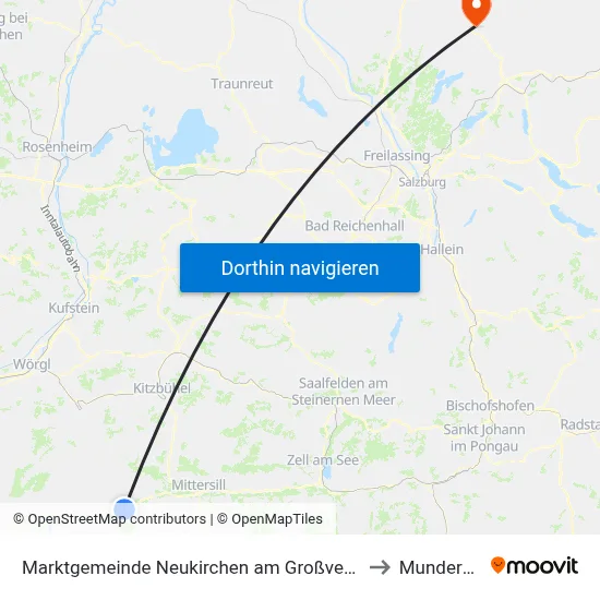 Marktgemeinde Neukirchen am Großvenediger to Munderfing map