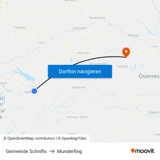 Gemeinde Schnifis to Munderfing map