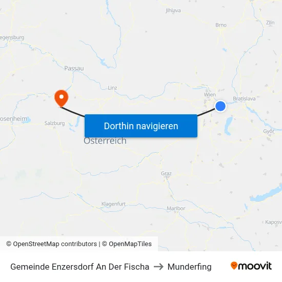 Gemeinde Enzersdorf An Der Fischa to Munderfing map