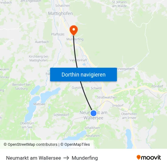Neumarkt am Wallersee to Munderfing map