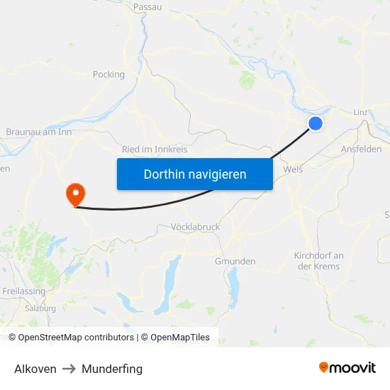 Alkoven to Munderfing map