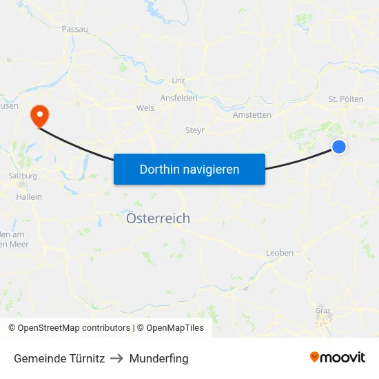 Gemeinde Türnitz to Munderfing map