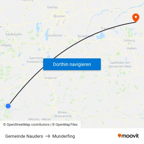 Gemeinde Nauders to Munderfing map