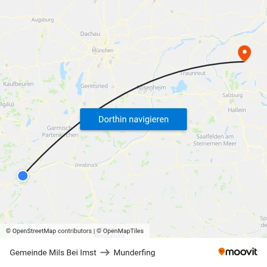 Gemeinde Mils Bei Imst to Munderfing map