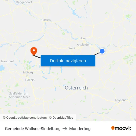 Gemeinde Wallsee-Sindelburg to Munderfing map