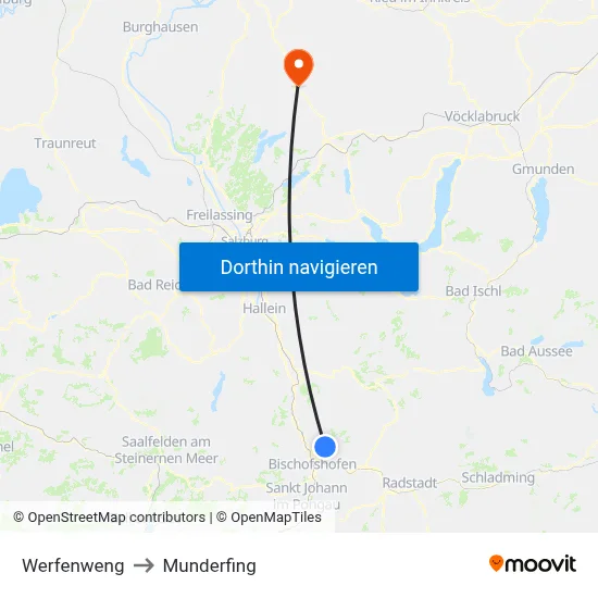 Werfenweng to Munderfing map