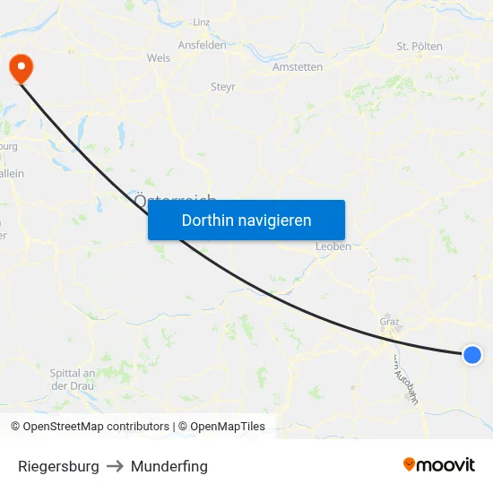 Riegersburg to Munderfing map