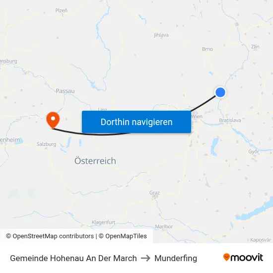 Gemeinde Hohenau An Der March to Munderfing map