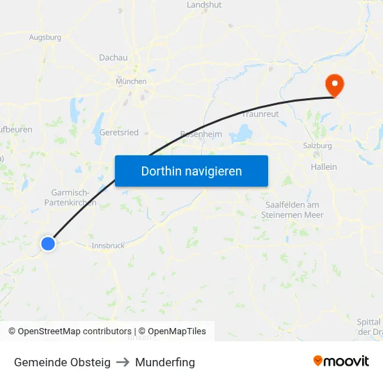 Gemeinde Obsteig to Munderfing map