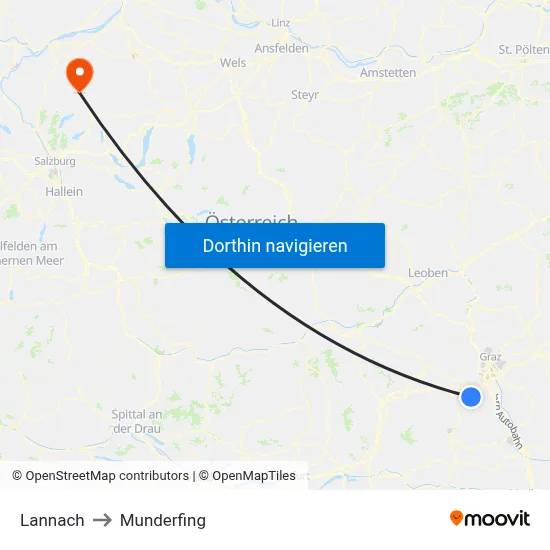 Lannach to Munderfing map