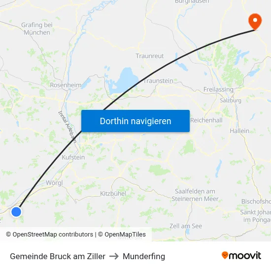 Gemeinde Bruck am Ziller to Munderfing map