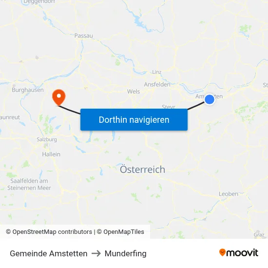 Gemeinde Amstetten to Munderfing map