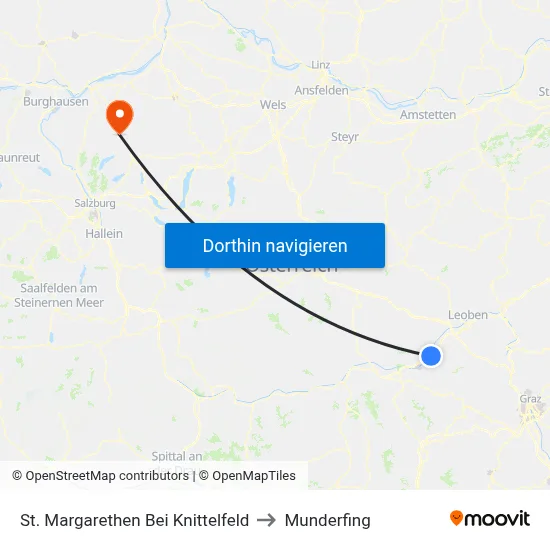 St. Margarethen Bei Knittelfeld to Munderfing map