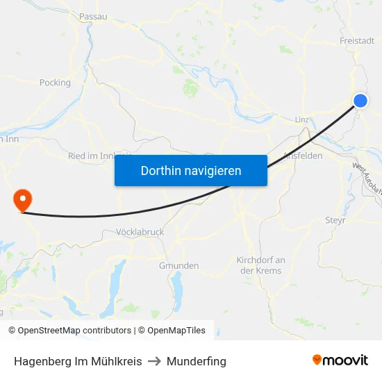 Hagenberg Im Mühlkreis to Munderfing map