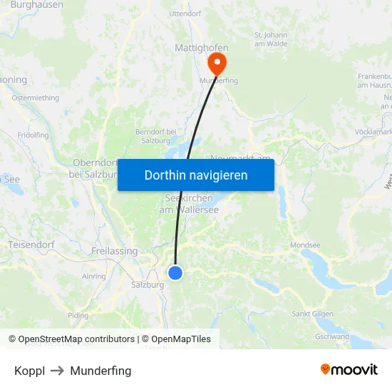Koppl to Munderfing map