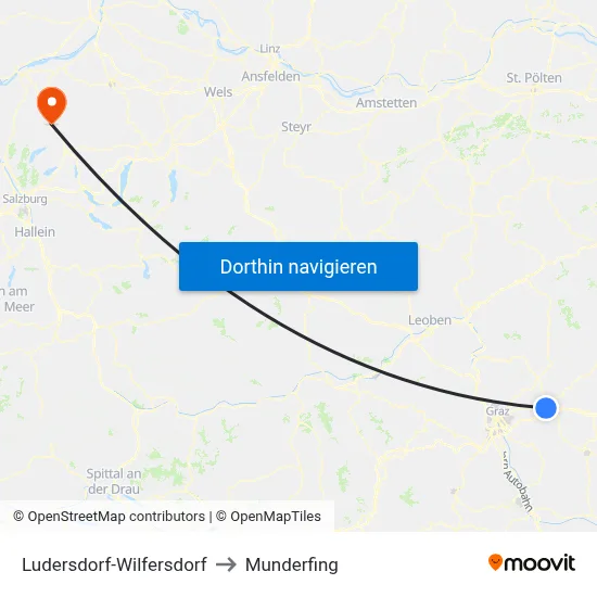 Ludersdorf-Wilfersdorf to Munderfing map