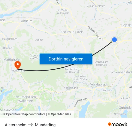 Aistersheim to Munderfing map