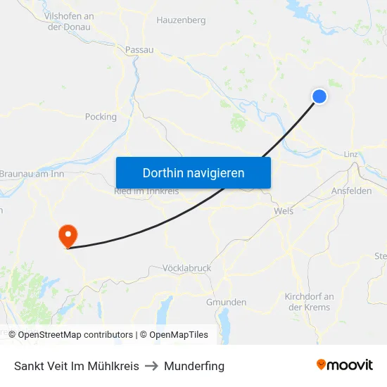 Sankt Veit Im Mühlkreis to Munderfing map