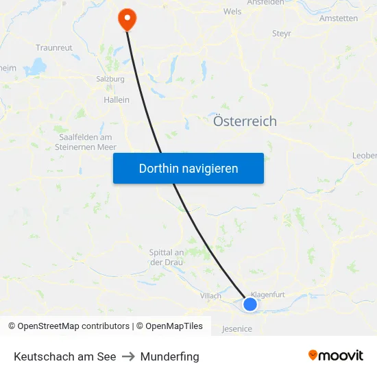 Keutschach am See to Munderfing map
