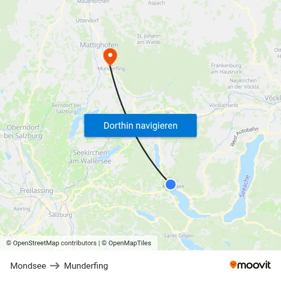 Mondsee to Munderfing map