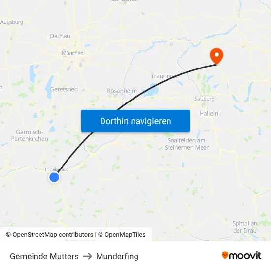 Gemeinde Mutters to Munderfing map