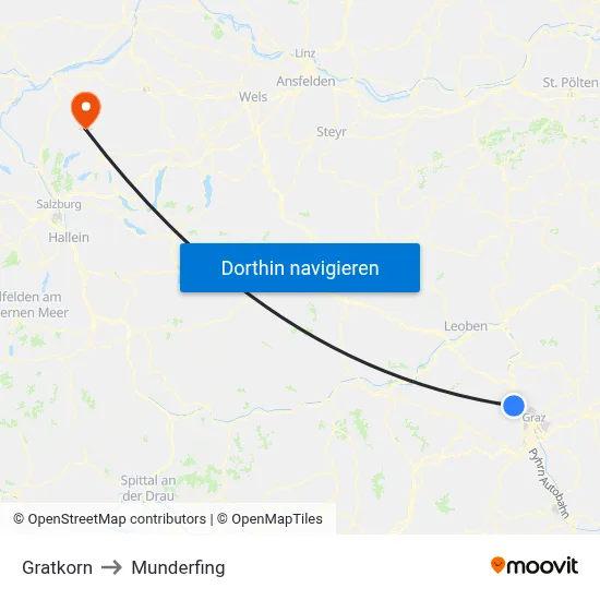 Gratkorn to Munderfing map