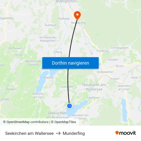 Seekirchen am Wallersee to Munderfing map