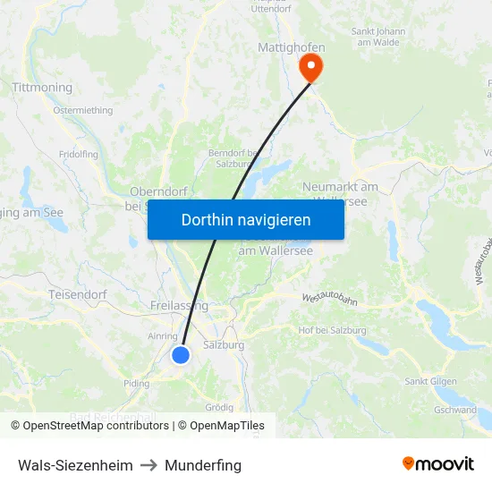 Wals-Siezenheim to Munderfing map