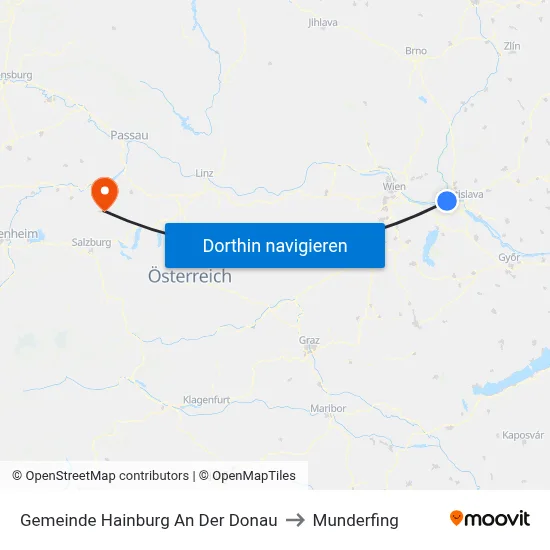 Gemeinde Hainburg An Der Donau to Munderfing map