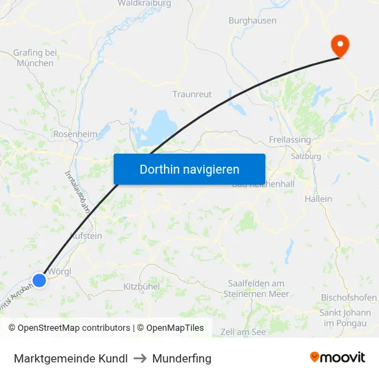 Marktgemeinde Kundl to Munderfing map