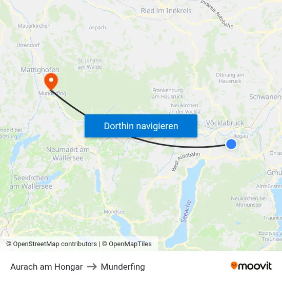 Aurach am Hongar to Munderfing map