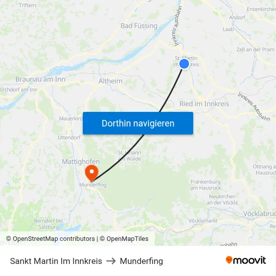 Sankt Martin Im Innkreis to Munderfing map
