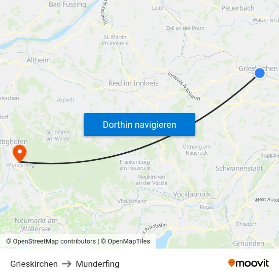 Grieskirchen to Munderfing map