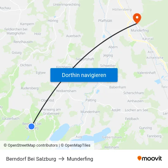 Berndorf Bei Salzburg to Munderfing map
