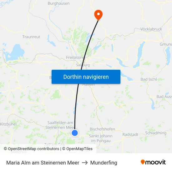 Maria Alm am Steinernen Meer to Munderfing map