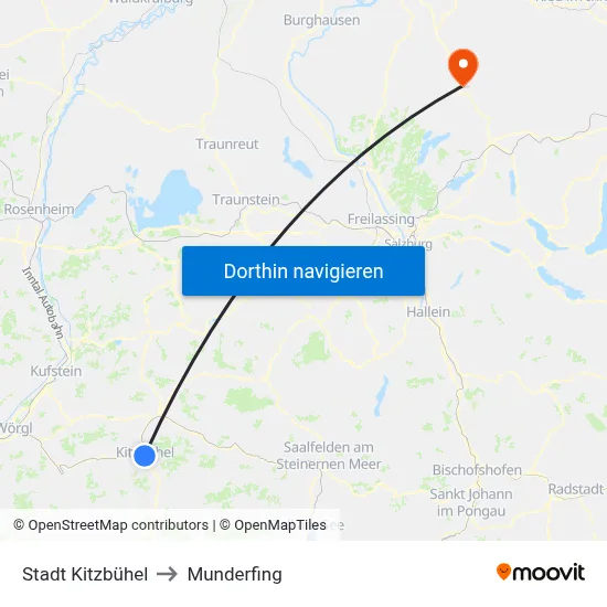 Stadt Kitzbühel to Munderfing map