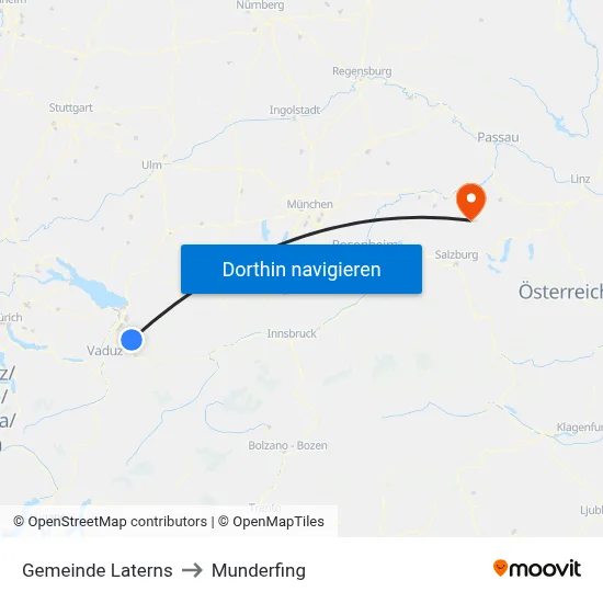 Gemeinde Laterns to Munderfing map