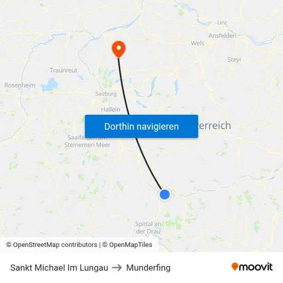 Sankt Michael Im Lungau to Munderfing map