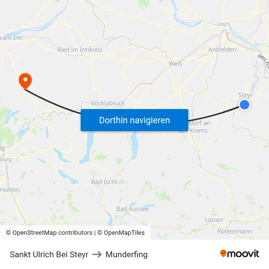 Sankt Ulrich Bei Steyr to Munderfing map