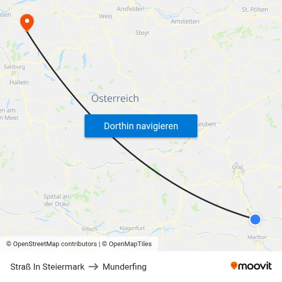Straß In Steiermark to Munderfing map