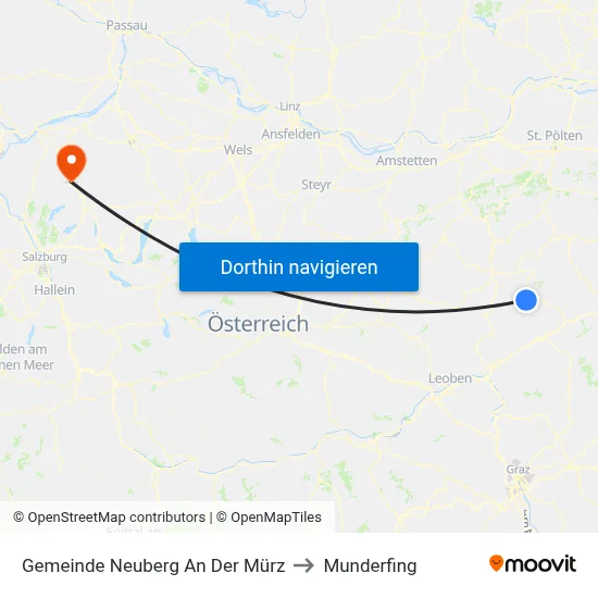 Gemeinde Neuberg An Der Mürz to Munderfing map