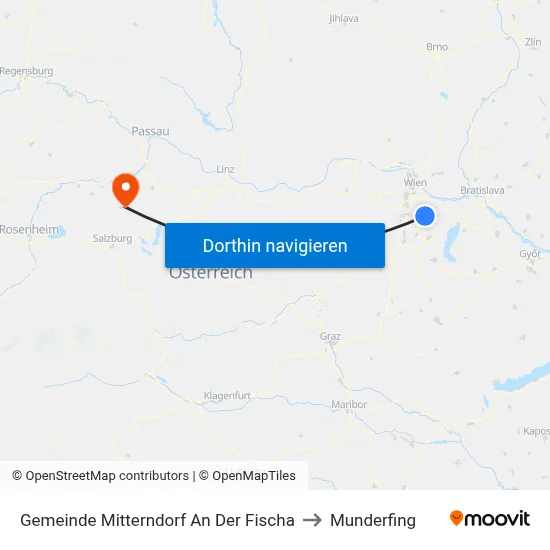 Gemeinde Mitterndorf An Der Fischa to Munderfing map